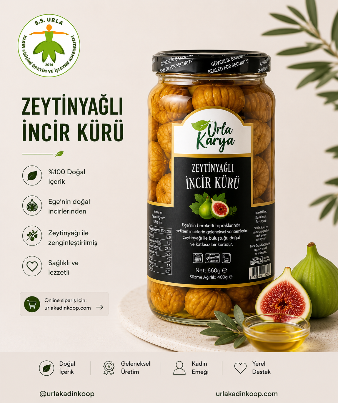 ZEYTİNYAĞLI CEVİZLİ İNCİR KÜRÜ 240 gr