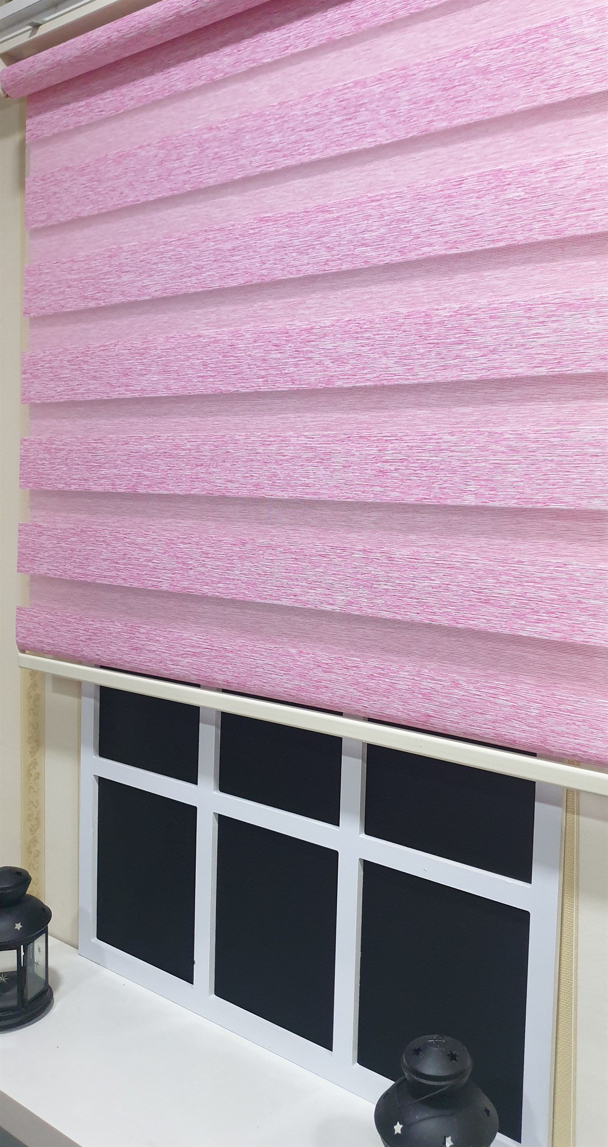 Lux Bambu Stor Zebra Perde Fuşya Pembe Etek Dilimli  STB 400 V16