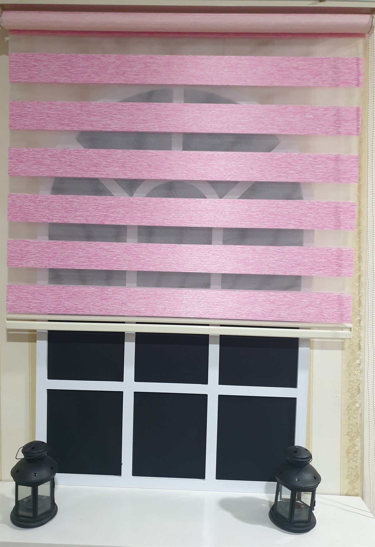 Lux Bambu Stor Zebra Perde Fuşya Pembe Etek Dilimli  STB 400 V16