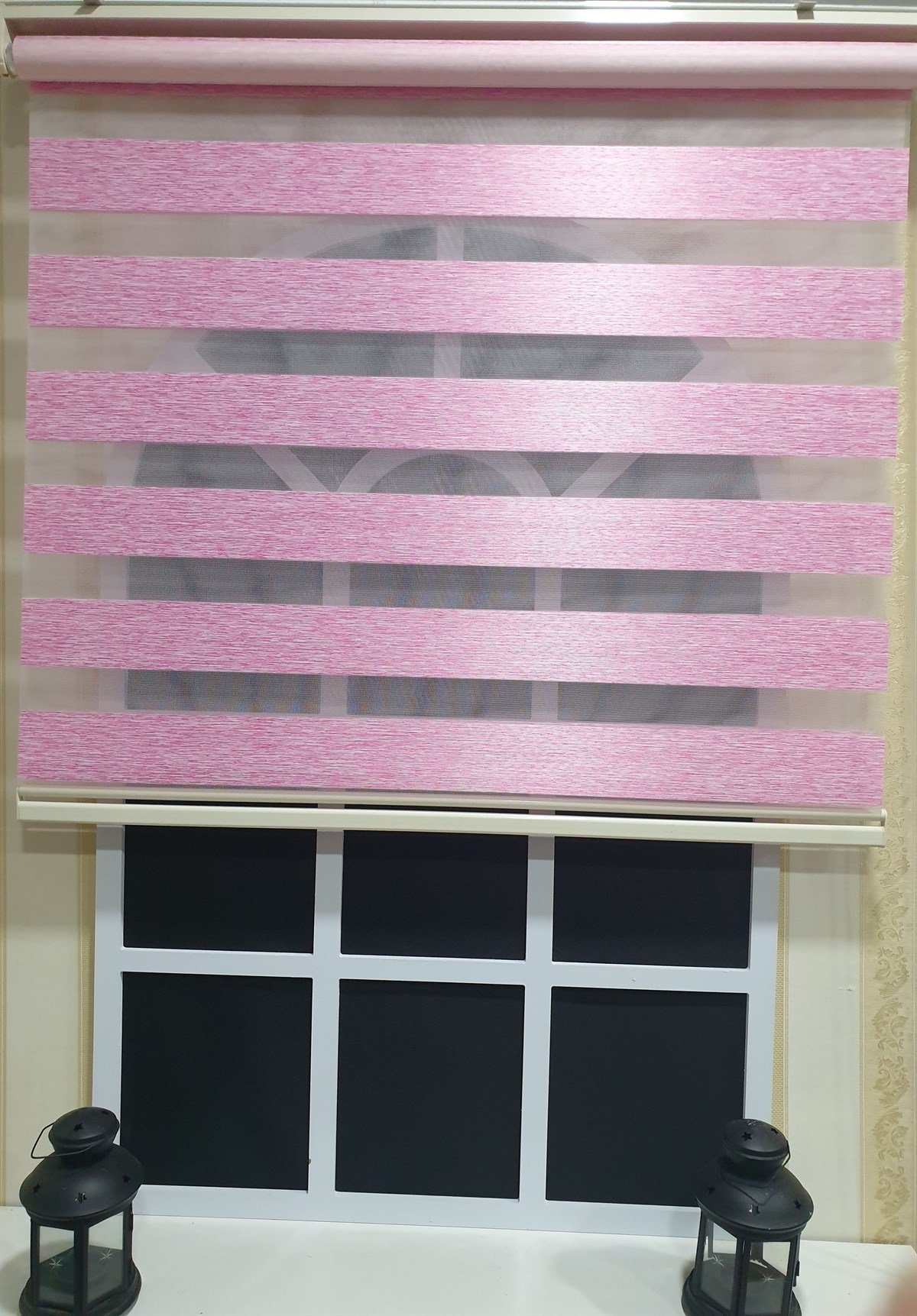 Lux Bambu Stor Zebra Perde Fuşya Pembe Etek Dilimli  STB 400 V16