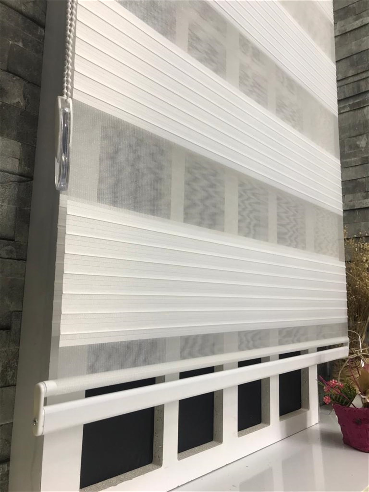 Pliseli Stor Zebra Perde Ekru STB481-D