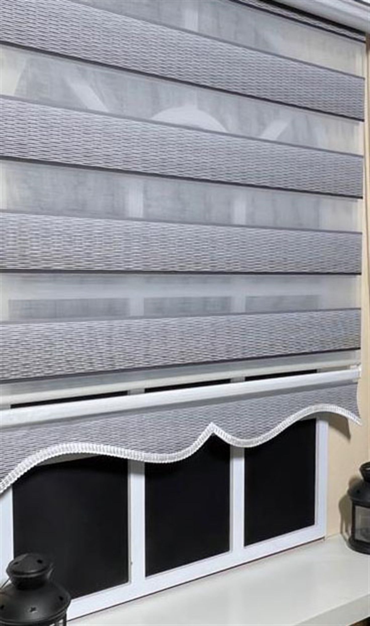 Zebra Stor Perde Gri Renk Geçişli Etek Dilimli ST 048