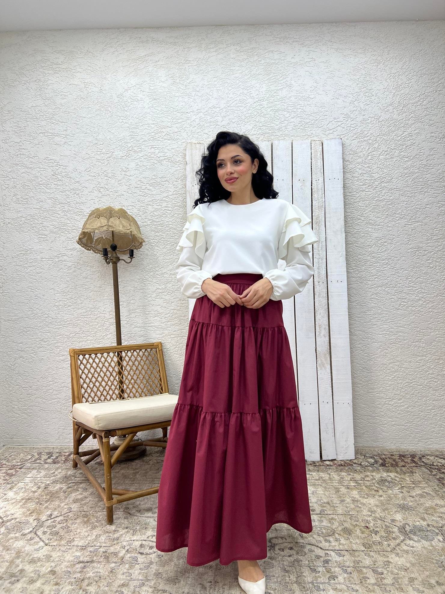 Bordo Poplin Kat Kat Etek