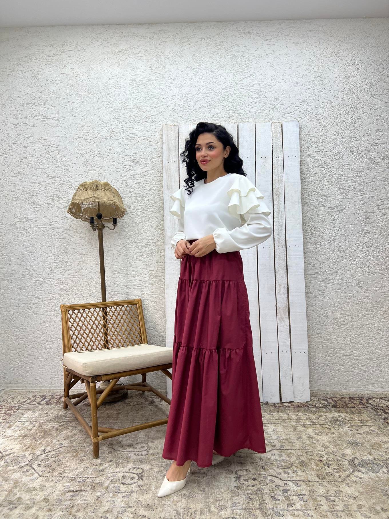 Bordo Poplin Kat Kat Etek