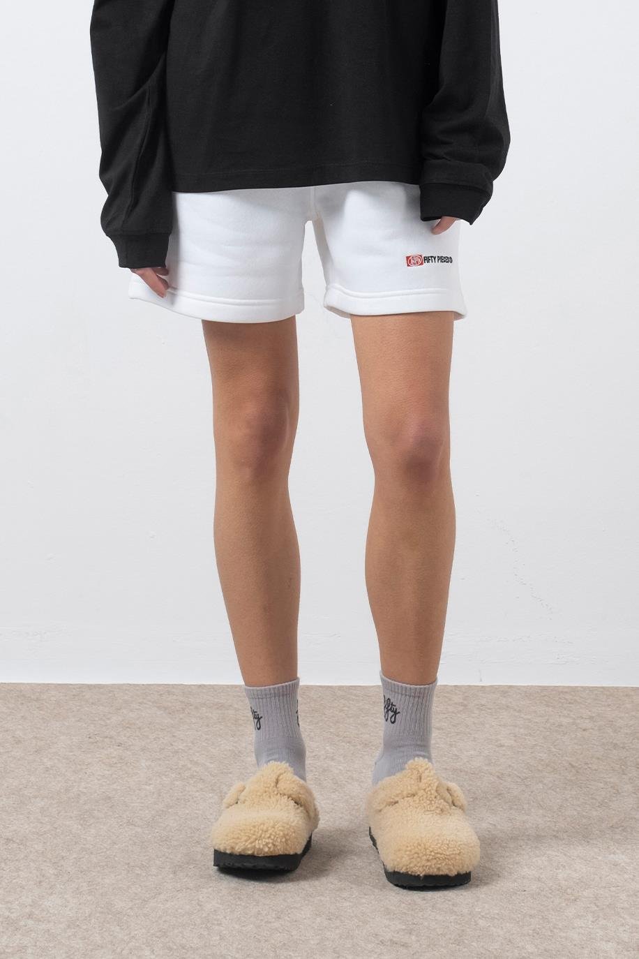 Beyaz Bermuda Jogger Şort