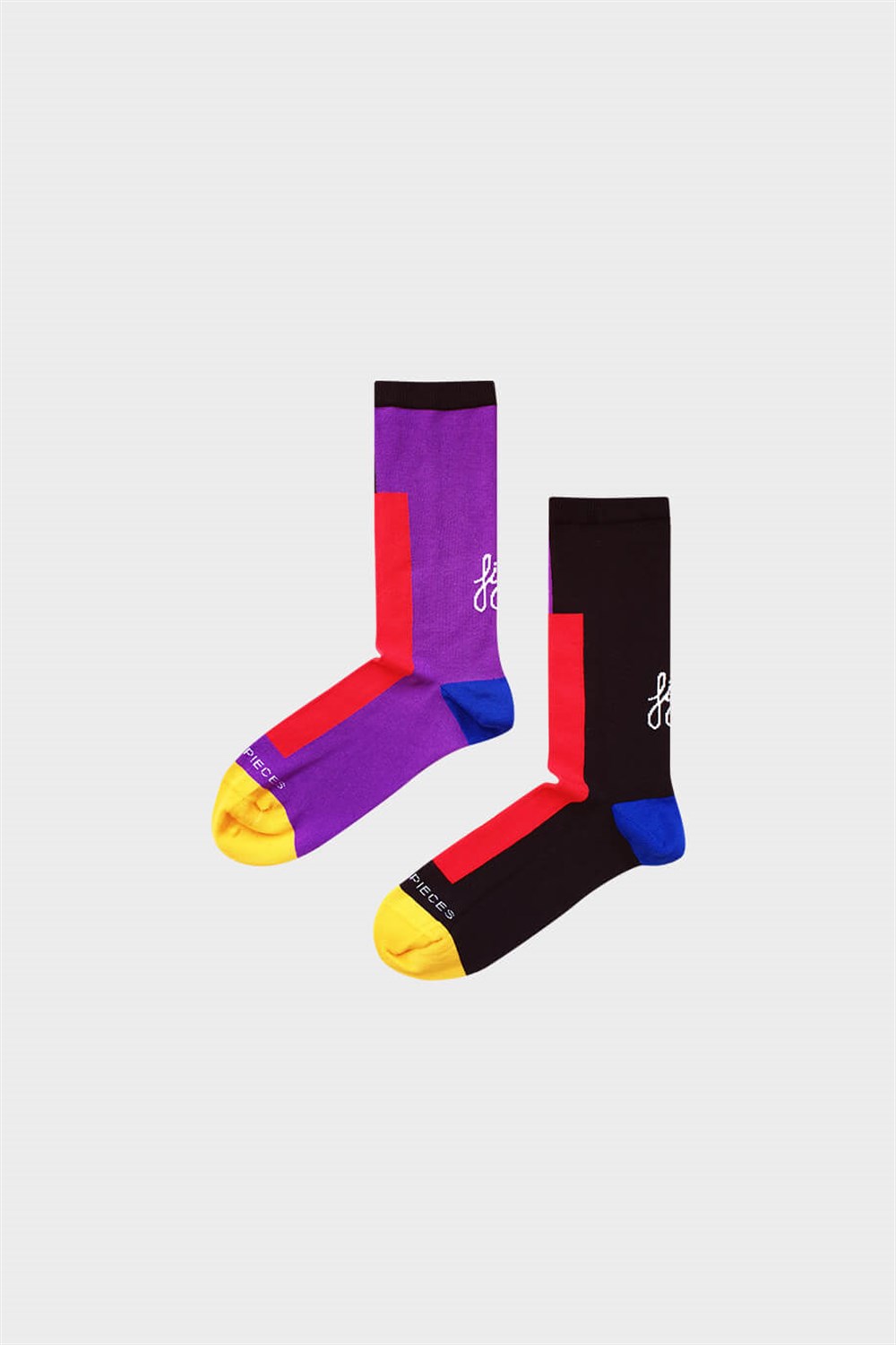 Contrast Colored Socks Black-Purple