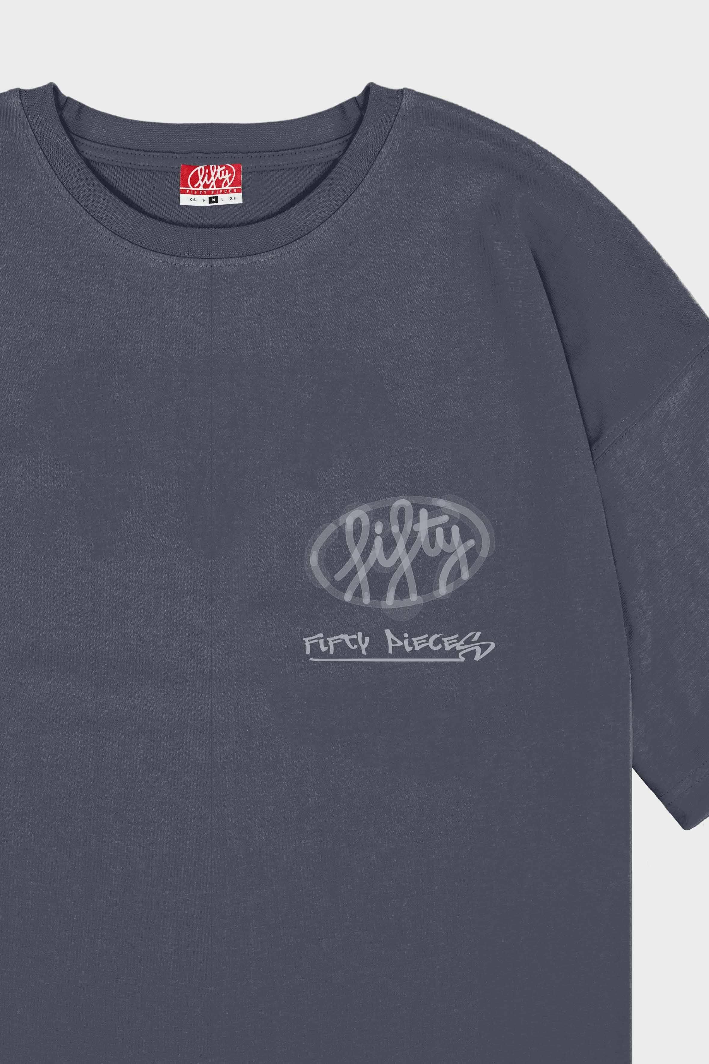 Erkek Antrasit Düşük Omuzlu Asit Yıkamalı T-Shirt