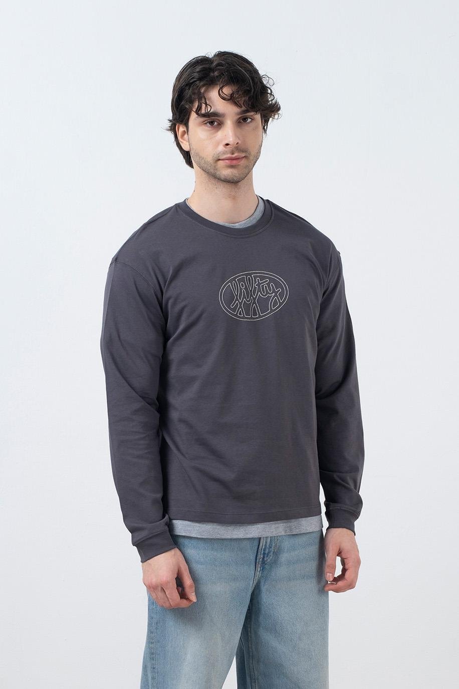 Erkek Antrasit Uzun Kollu T-Shirt