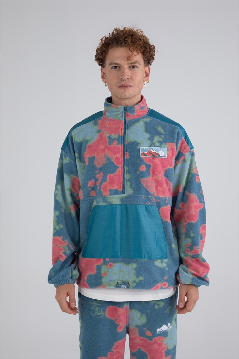 Erkek Fermuarlı Kanguru Cepli Polar Sweatshirt