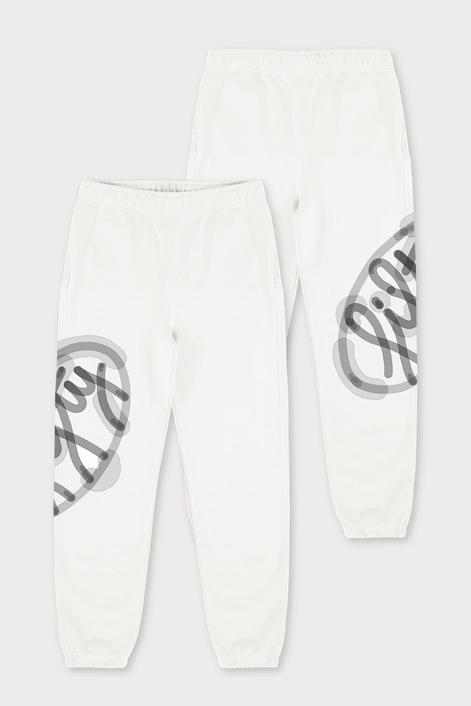 Erkek Beyaz Loose Fit Jogger Pantolon