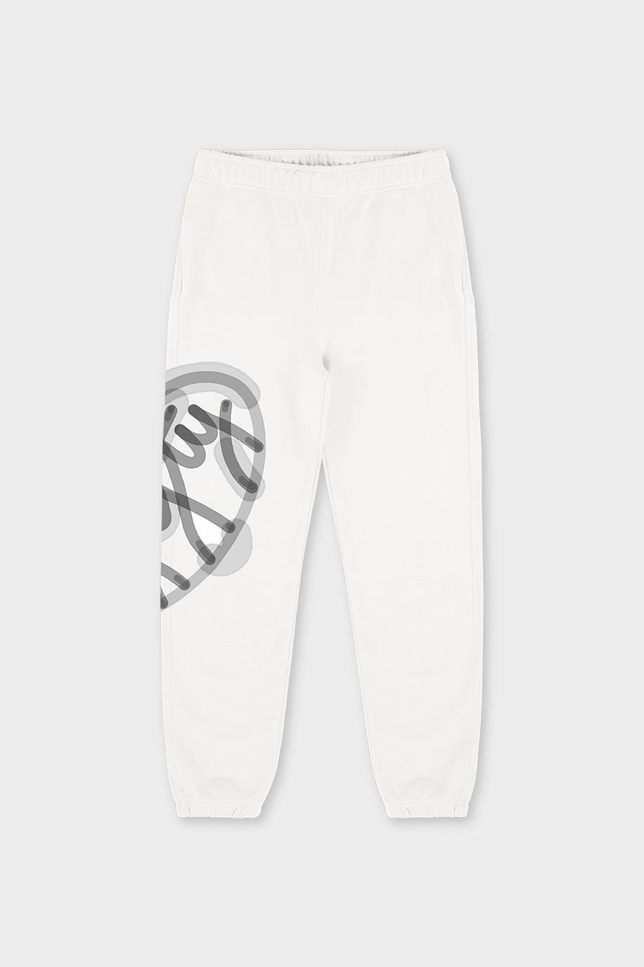 Erkek Beyaz Loose Fit Jogger Pantolon