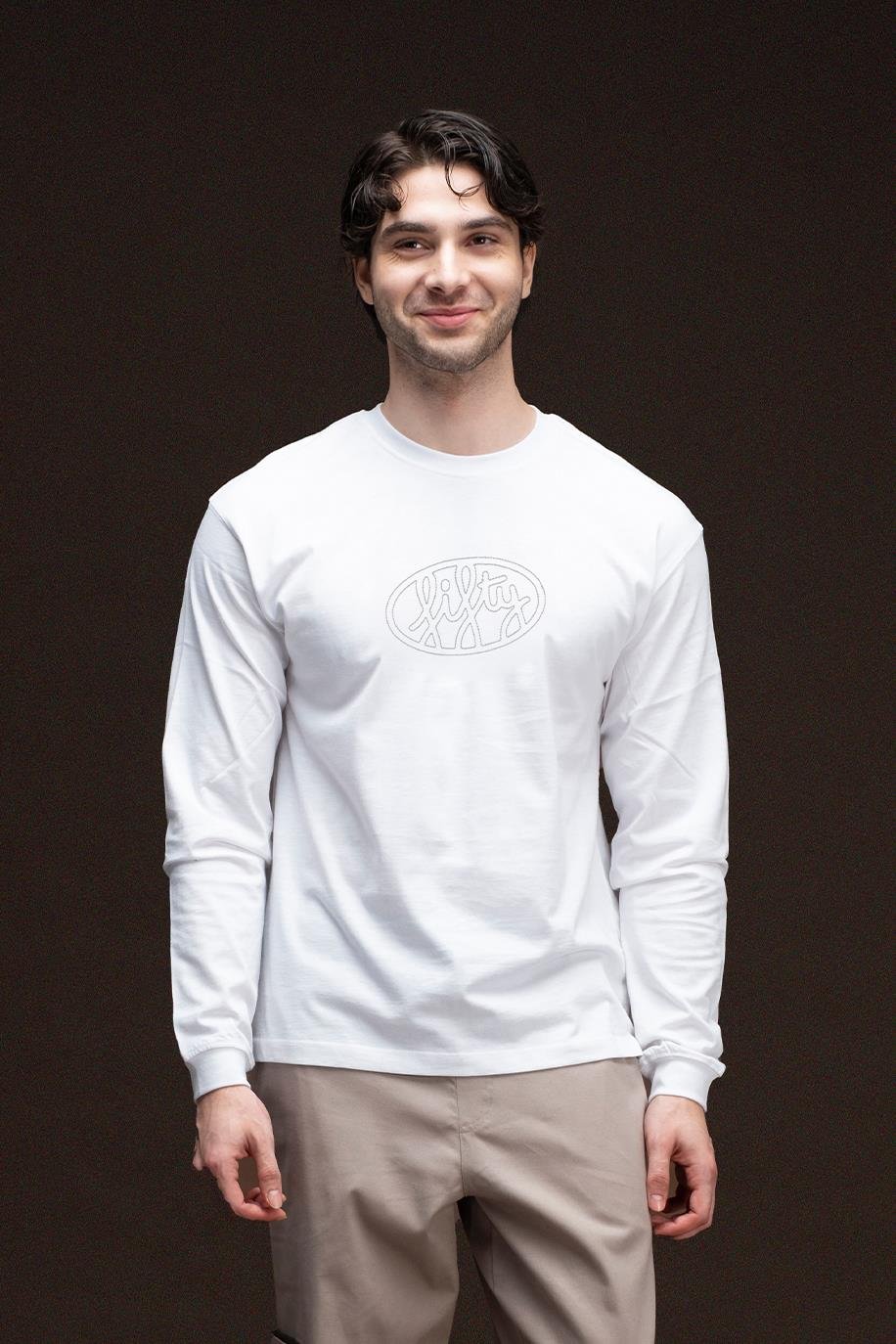 Erkek Beyaz Uzun Kollu T-Shirt