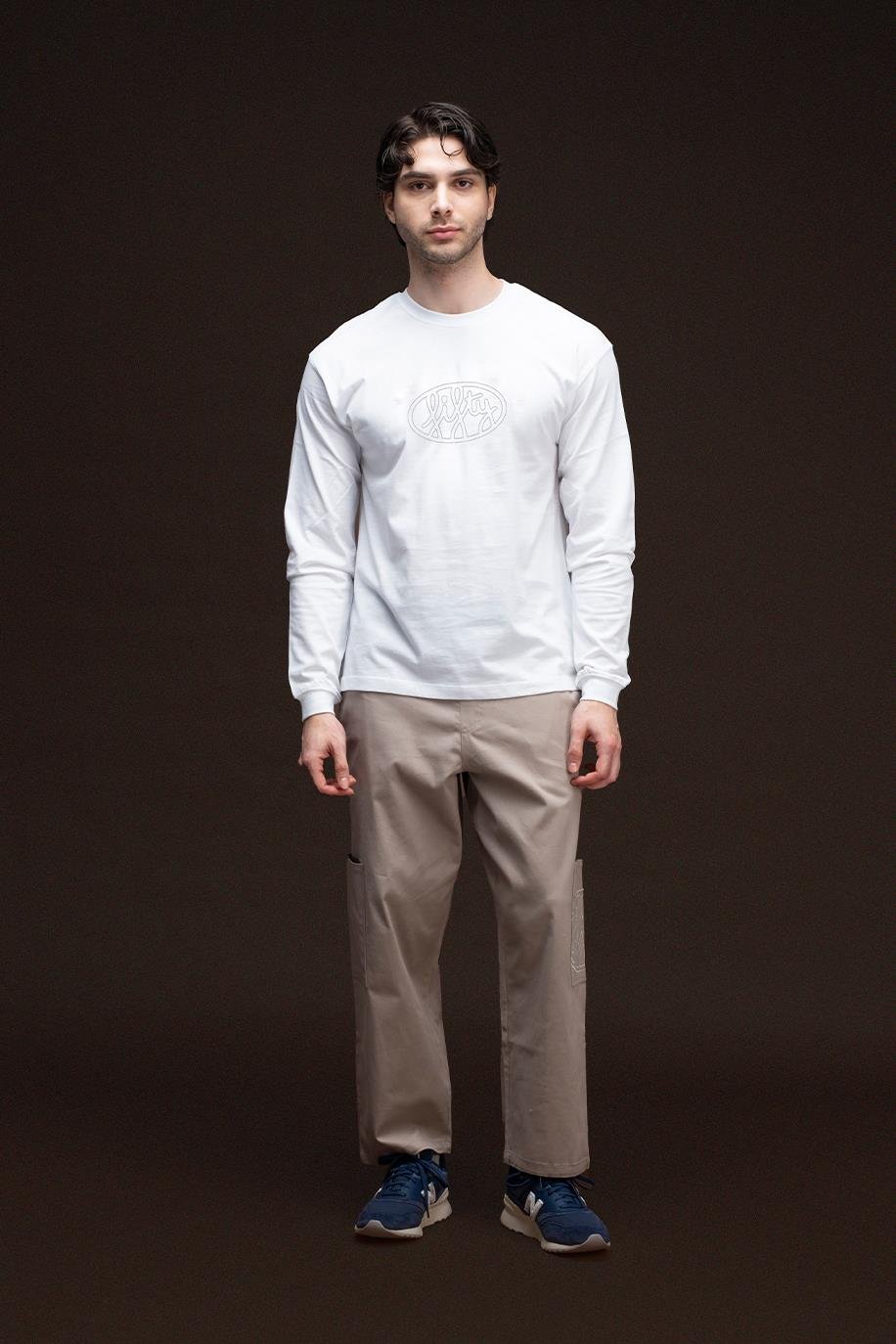 Erkek Beyaz Uzun Kollu T-Shirt