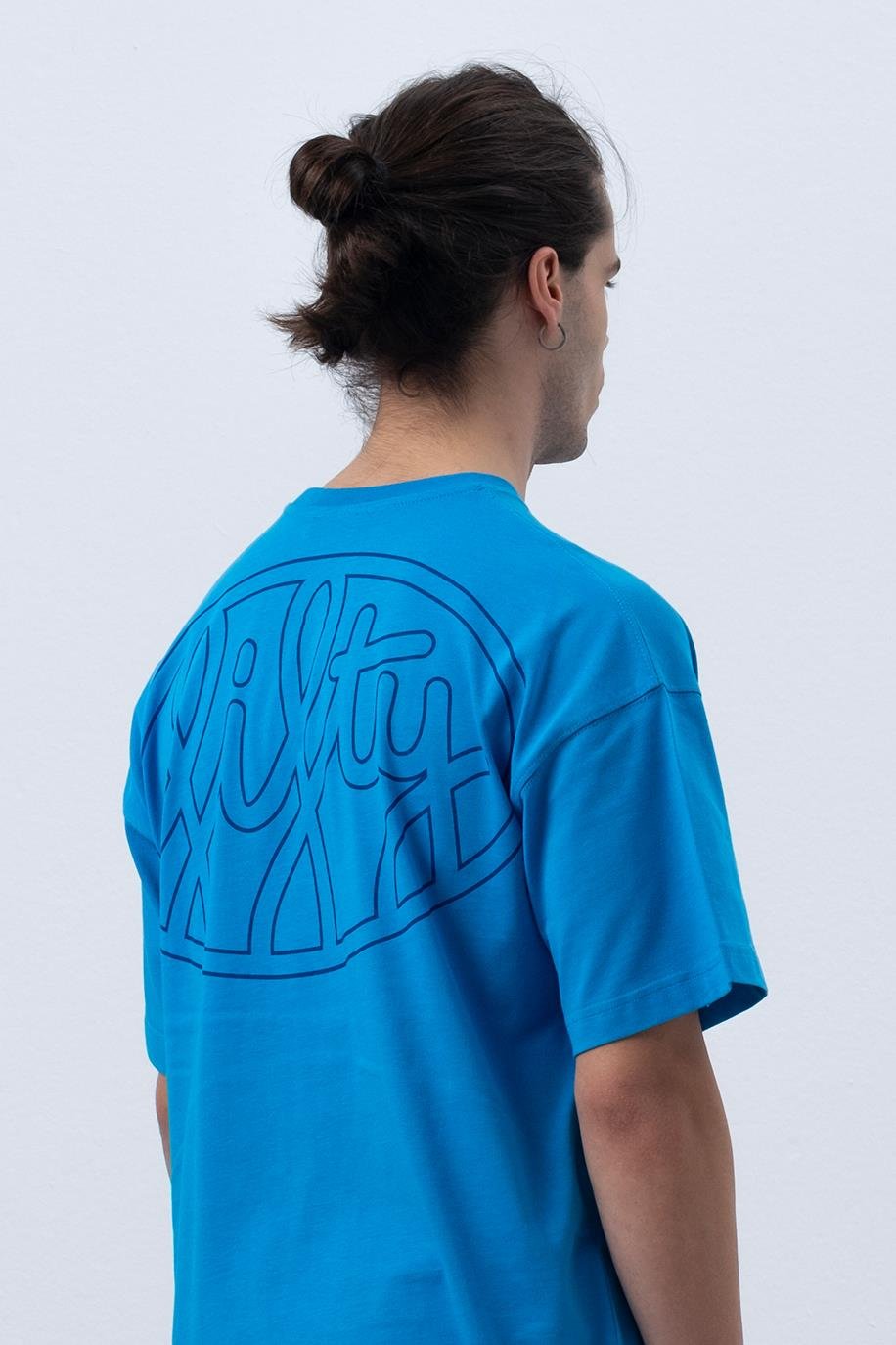 Erkek Canlı Mavi Core Düşük Omuzlu T-Shirt