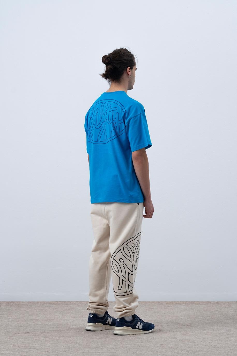 Erkek Canlı Mavi Core Düşük Omuzlu T-Shirt