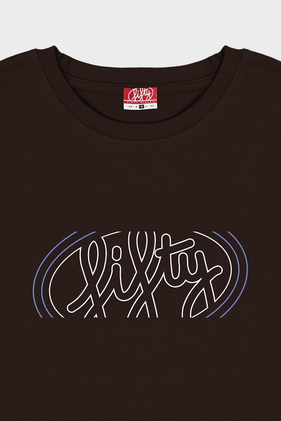 Erkek Kahverengi Düşük Omuzlu Sırt Baskılı T-Shirt