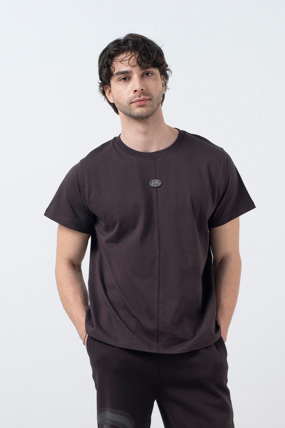 Erkek Kahverengi Regular Fit Sırt Baskılı T-Shirt