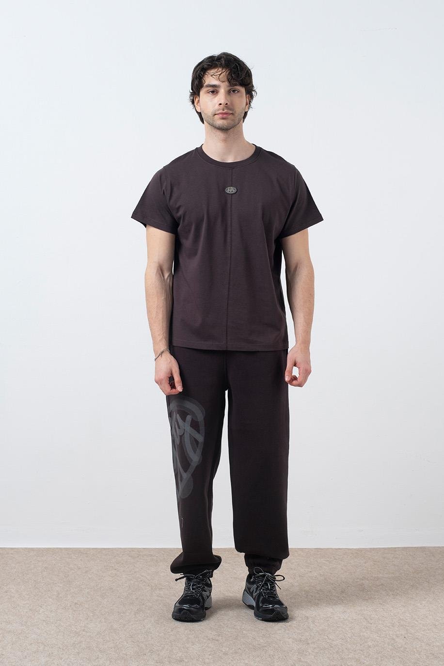 Erkek Kahverengi Regular Fit Sırt Baskılı T-Shirt