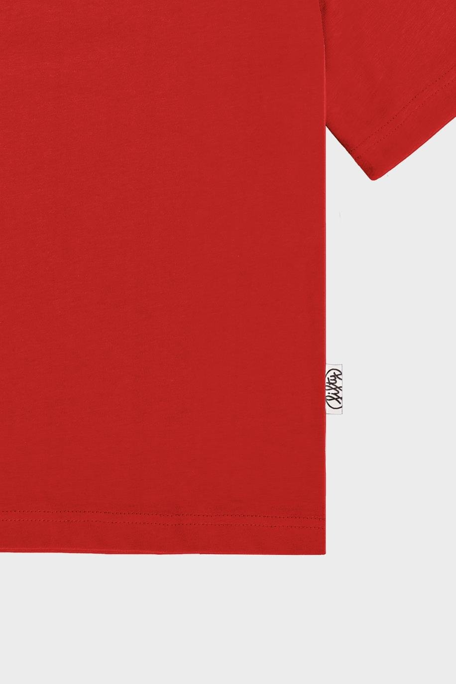 Erkek Kırmızı Düşük Omuzlu Sırt Baskılı T-Shirt