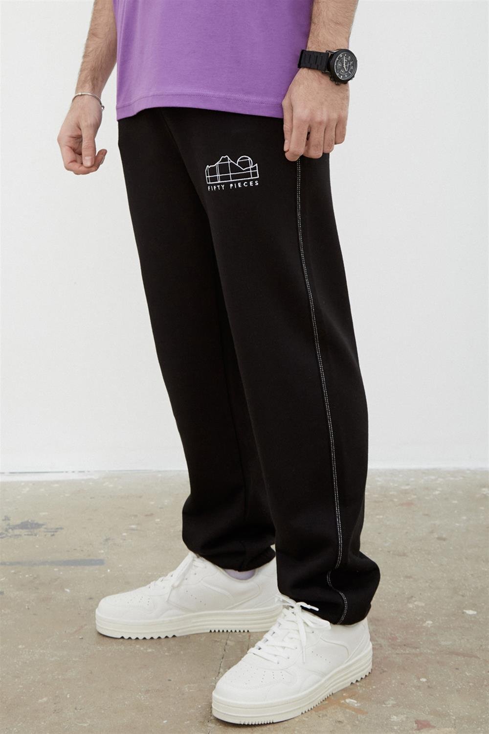 ERKEK KONTRAST DİKİŞLİ LOOSE FIT JOGGER