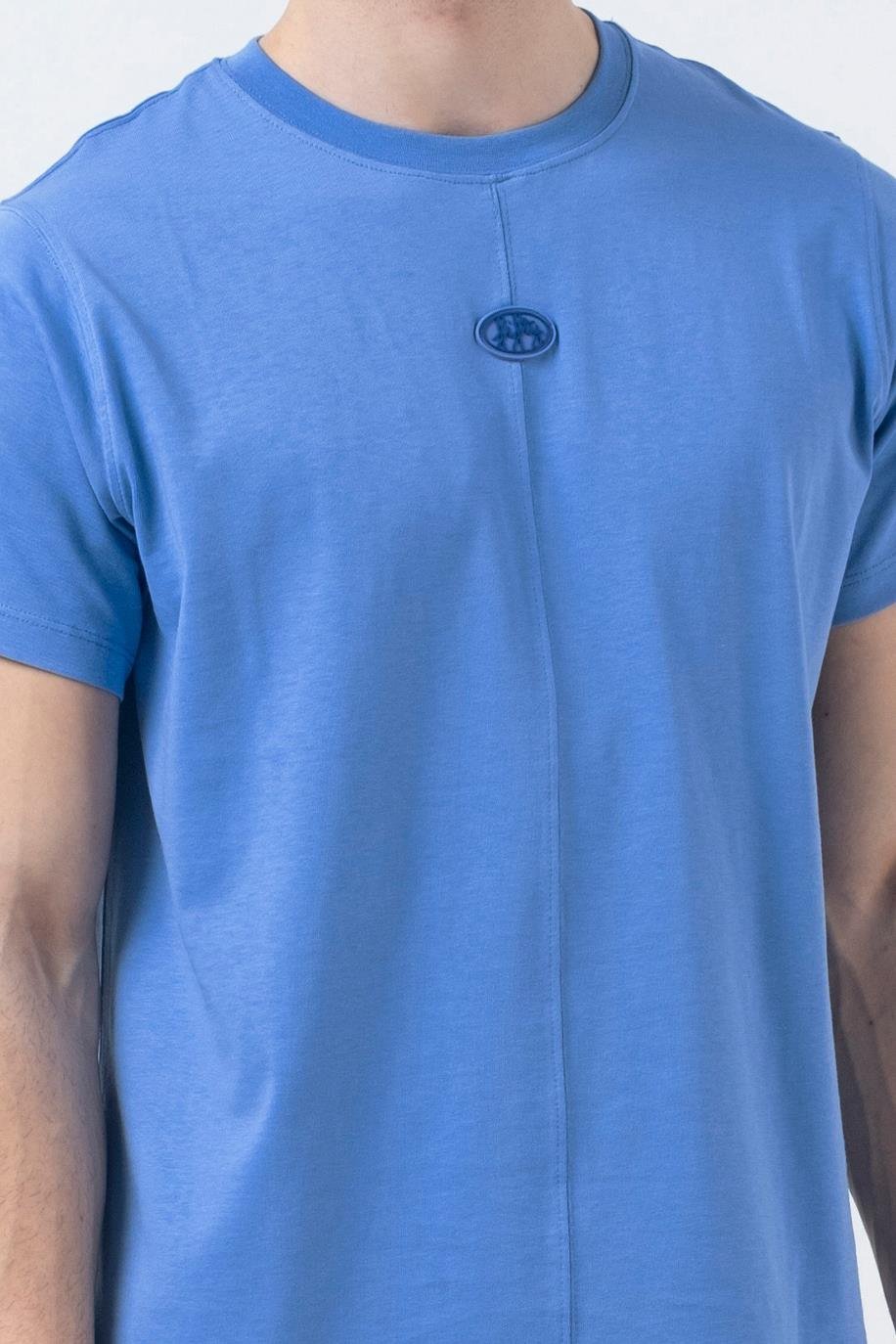 Erkek Mavi Regular Fit Sırt Baskılı T-Shirt