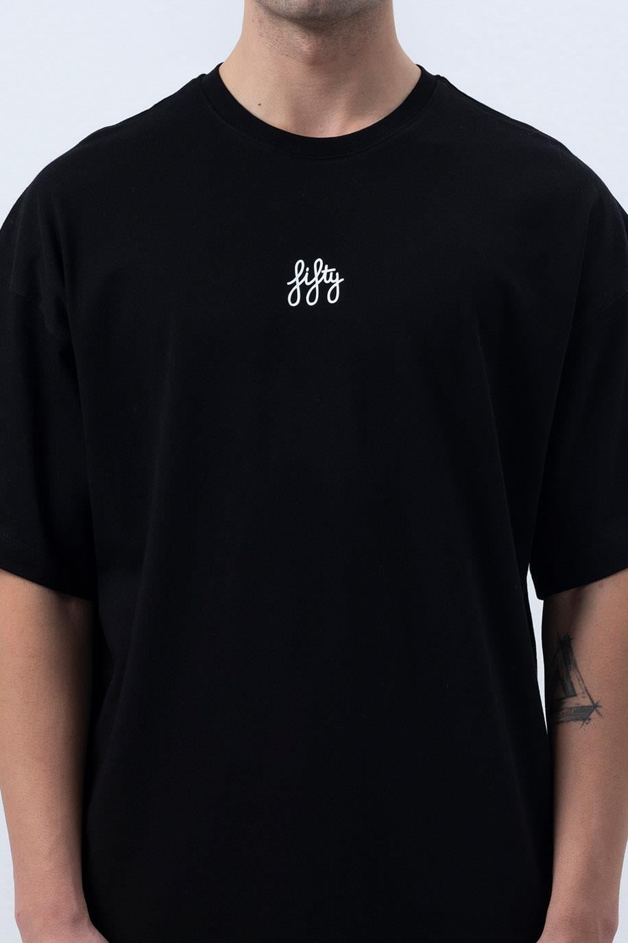 Men's Black Dropped Shoulder T-shirt