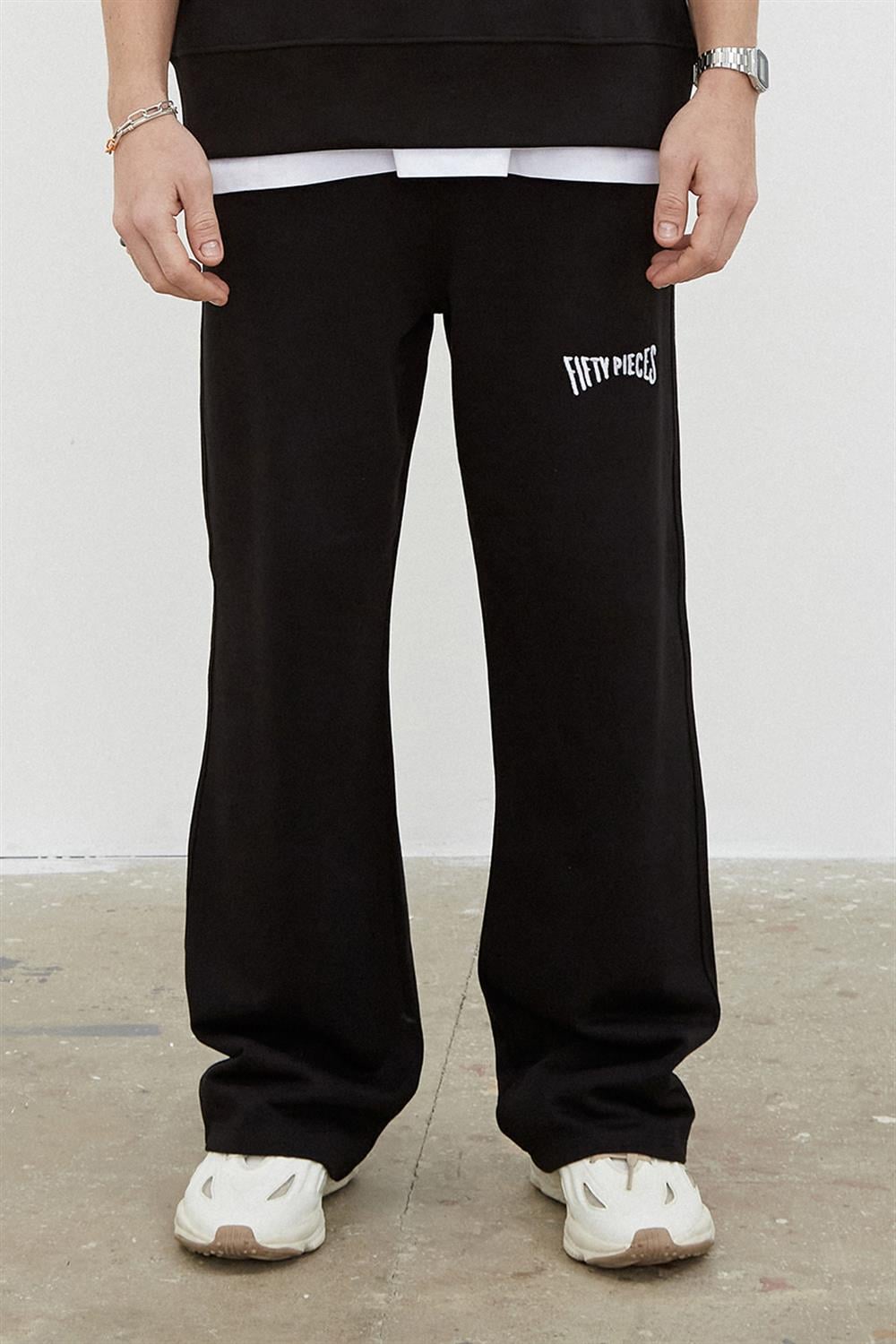 Erkek Siyah Geniş Paça Jogger