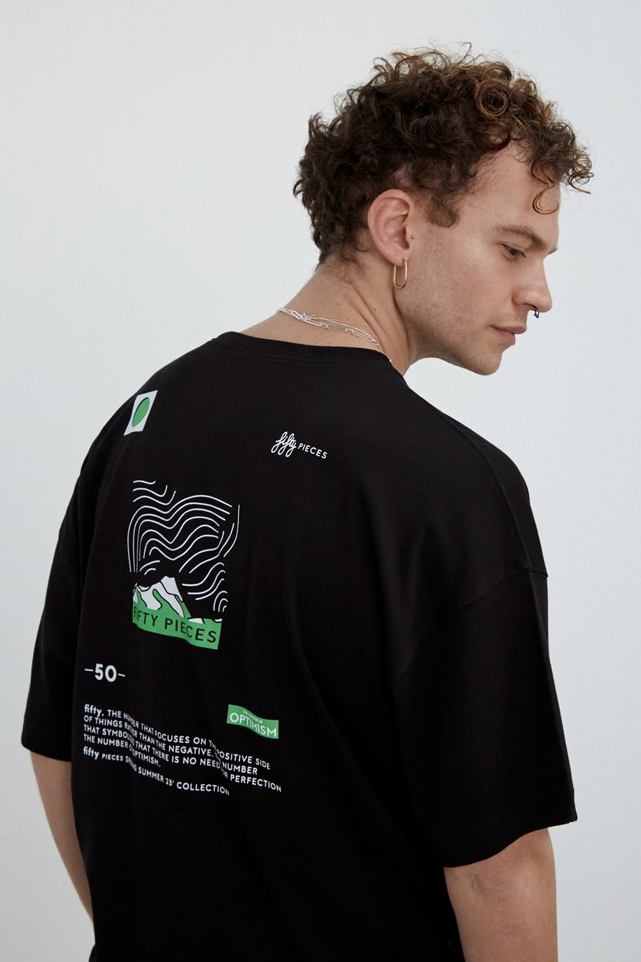 Men's Back Printed Dropped Shoulder T-Shirt