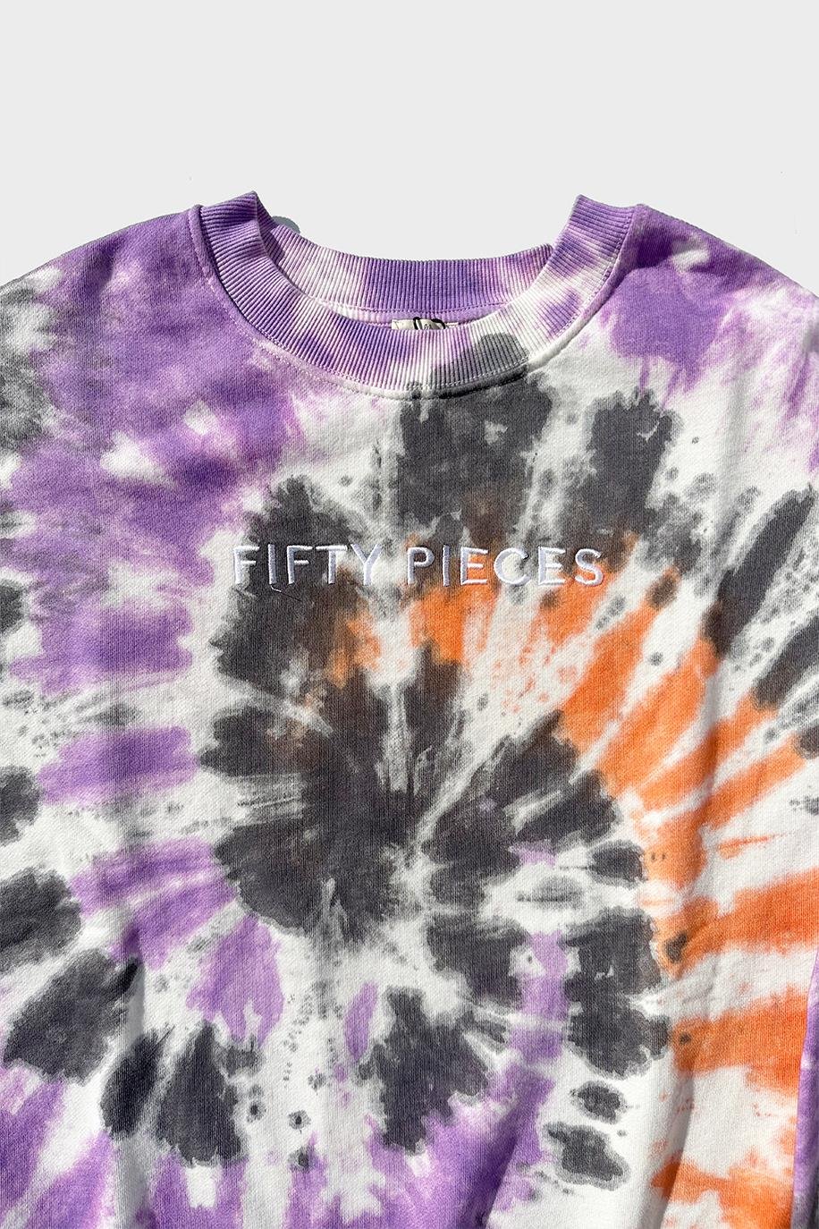 Men's Black-Orange-Purple Tie Dyed Oversize Sweatshirt
