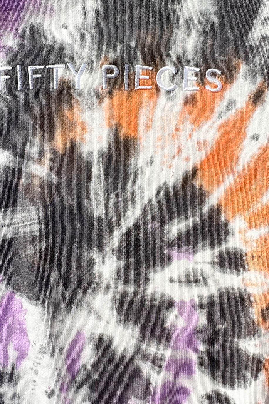 Men's Black-Orange-Purple Tie Dyed Oversize Sweatshirt