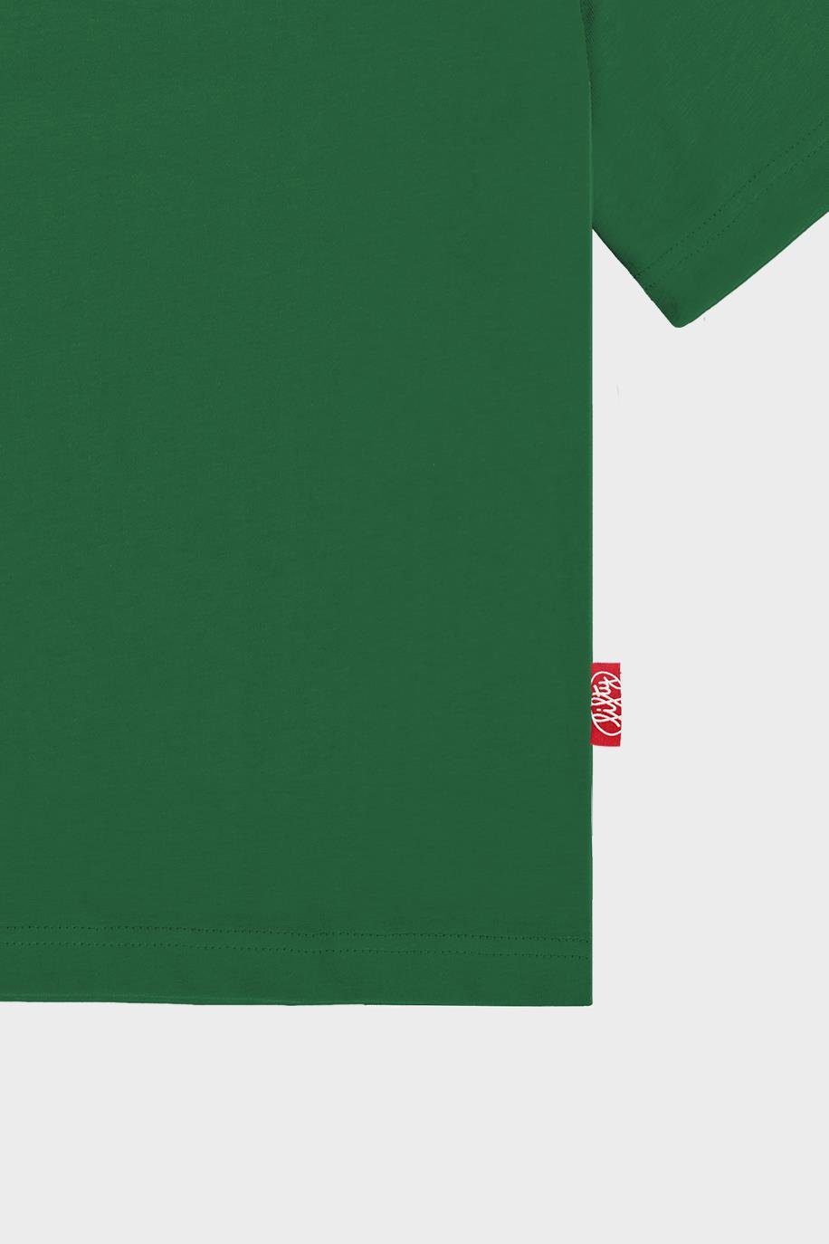 Erkek Yeşil Düşük Omuzlu Sırt Baskılı T-Shirt