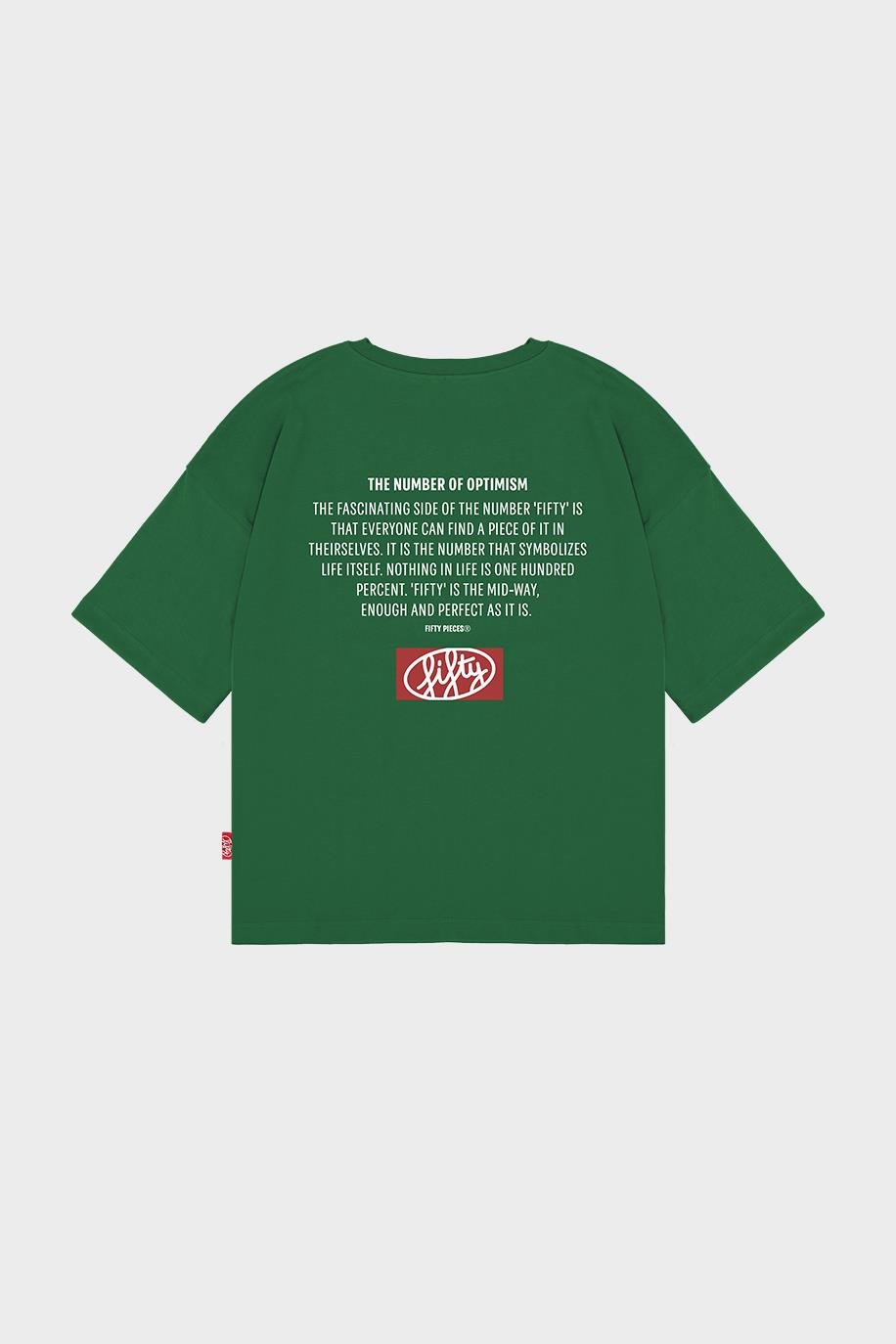 Erkek Yeşil Düşük Omuzlu Sırt Baskılı T-Shirt