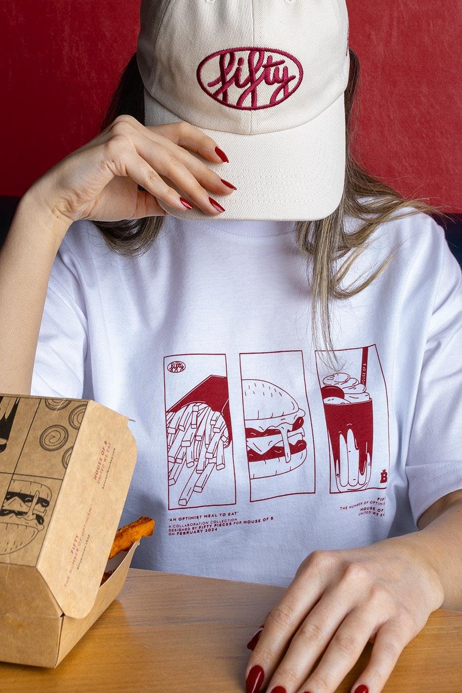 Fifty Pieces X House Of B Beyaz Düşük Omuzlu T-Shirt