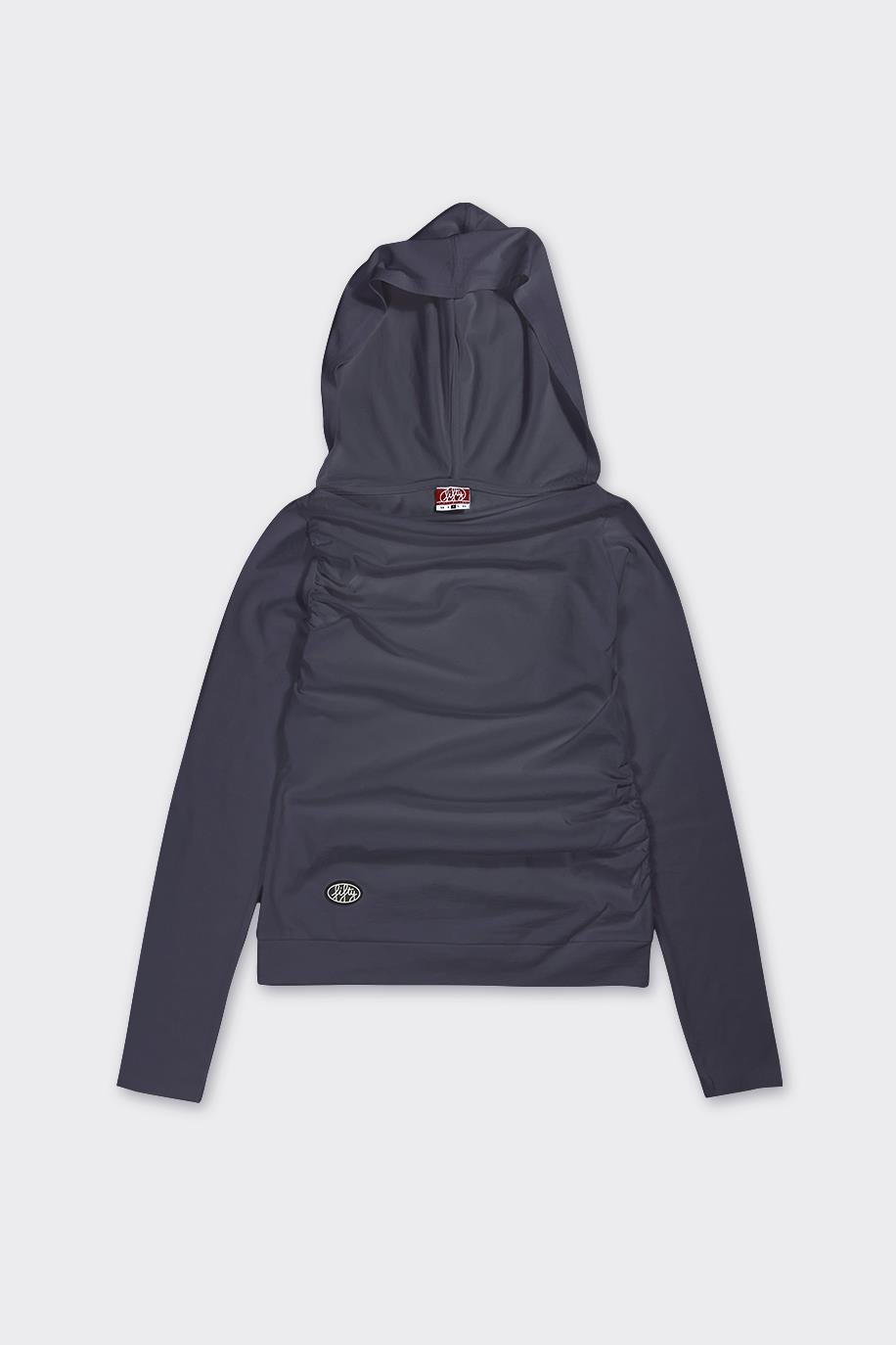 Kadın Antrasit Kapüşonlu Uzun Kollu Bluz