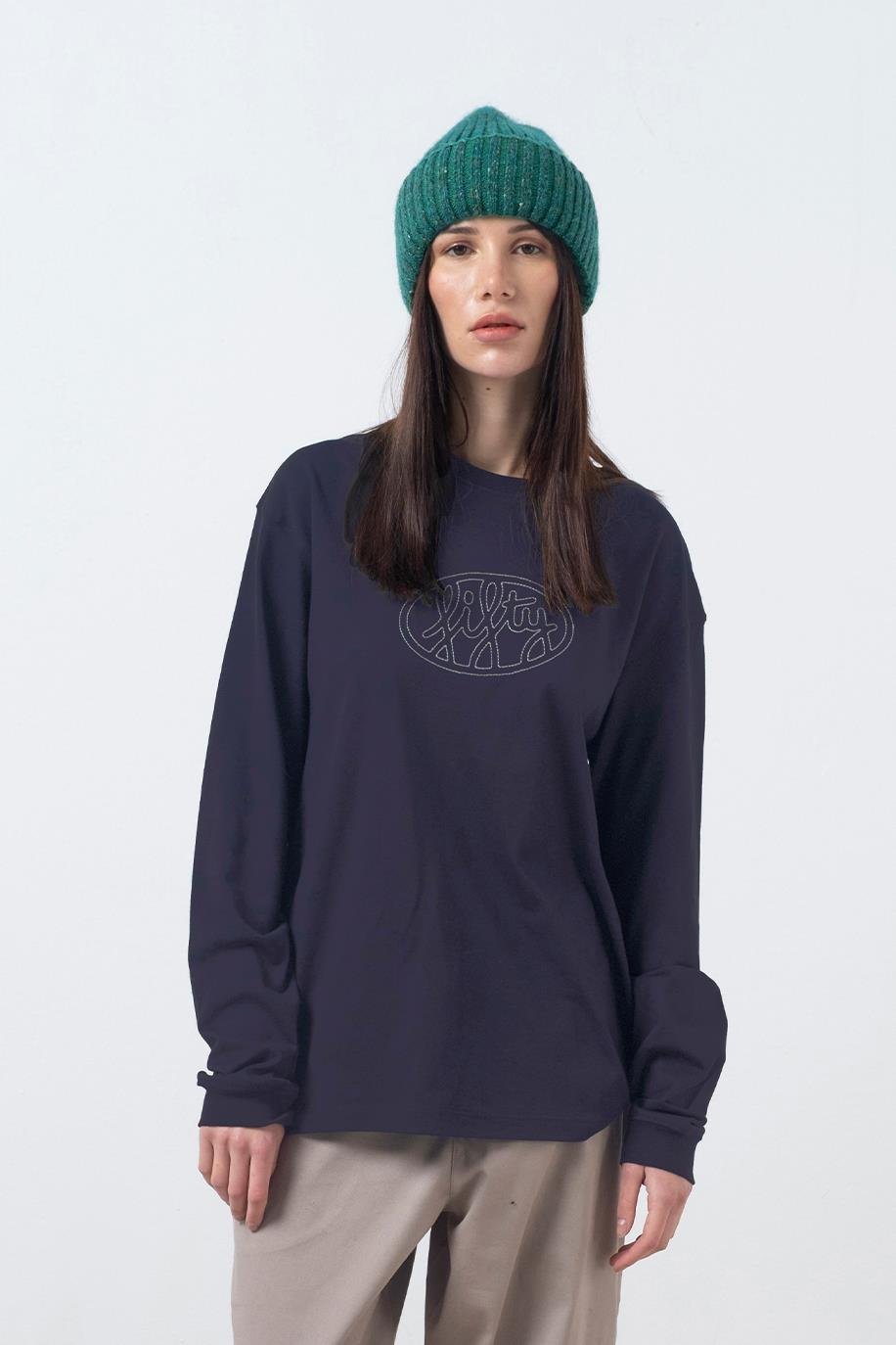 Kadın Antrasit Uzun Kollu Oversize T-Shirt