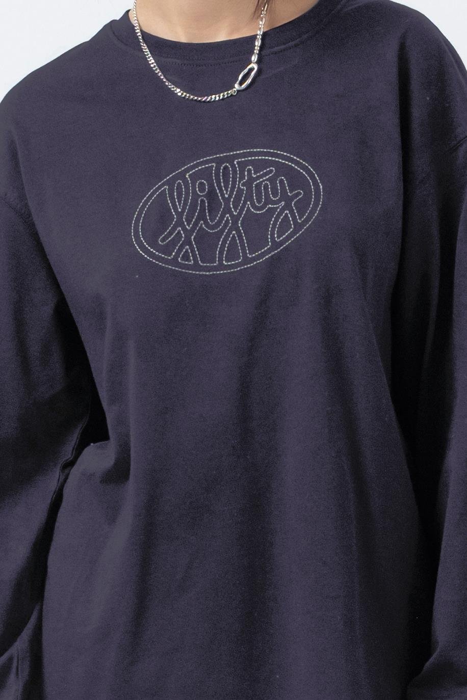 Kadın Antrasit Uzun Kollu Oversize T-Shirt