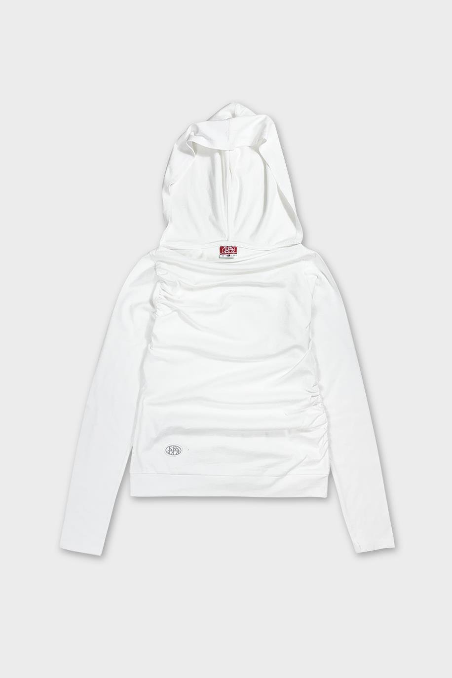 Kadın Beyaz Kapüşonlu Uzun Kollu Bluz