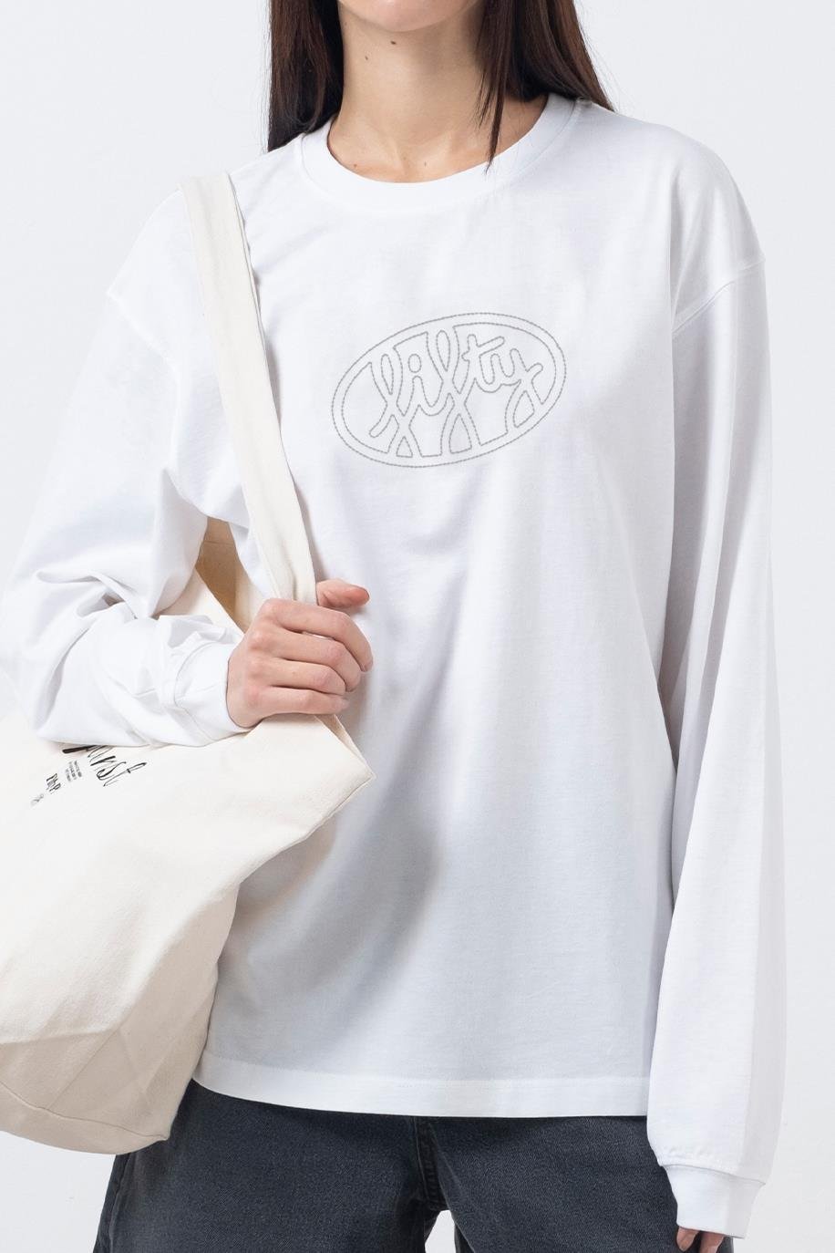 Kadın Beyaz Uzun Kollu Oversize T-Shirt