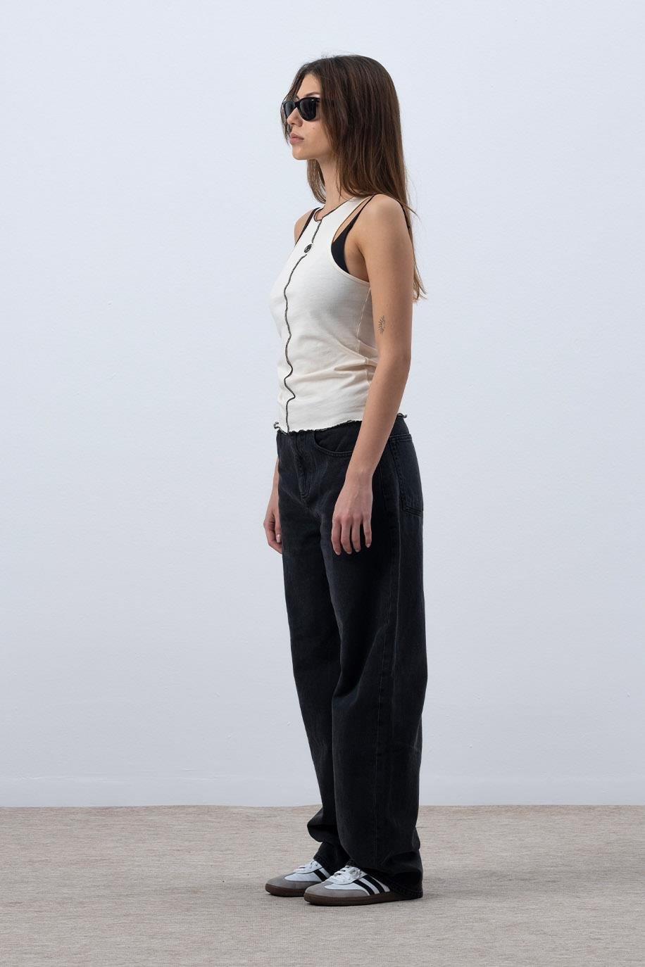 KADIN CORE KONTRAST DİKİŞLİ HALTER YAKA ATLET