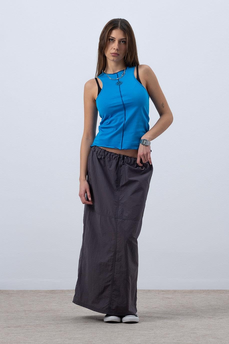 KADIN CORE KONTRAST DİKİŞLİ HALTER YAKA ATLET