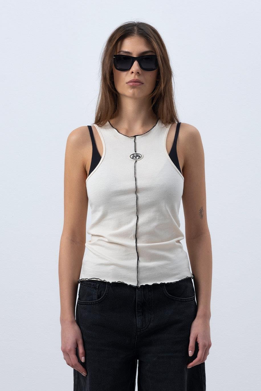 KADIN CORE KONTRAST DİKİŞLİ HALTER YAKA ATLET