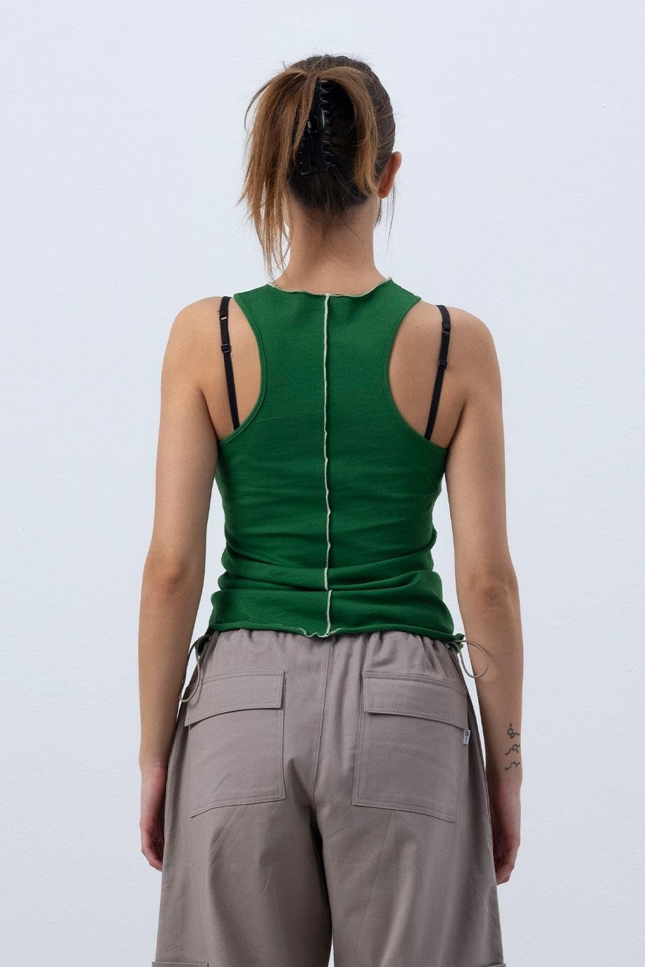 KADIN CORE KONTRAST DİKİŞLİ HALTER YAKA ATLET