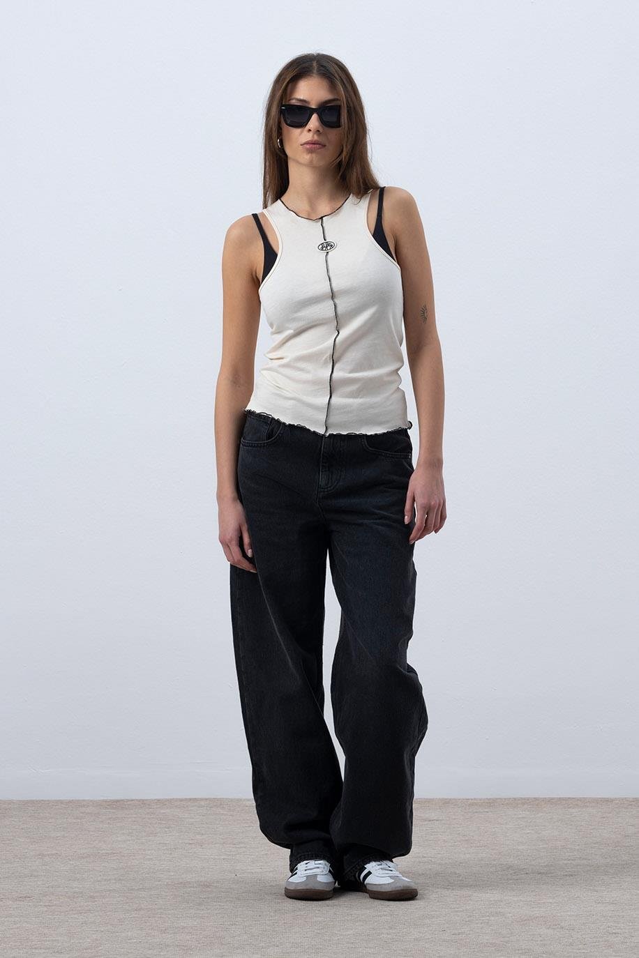 KADIN CORE KONTRAST DİKİŞLİ HALTER YAKA ATLET