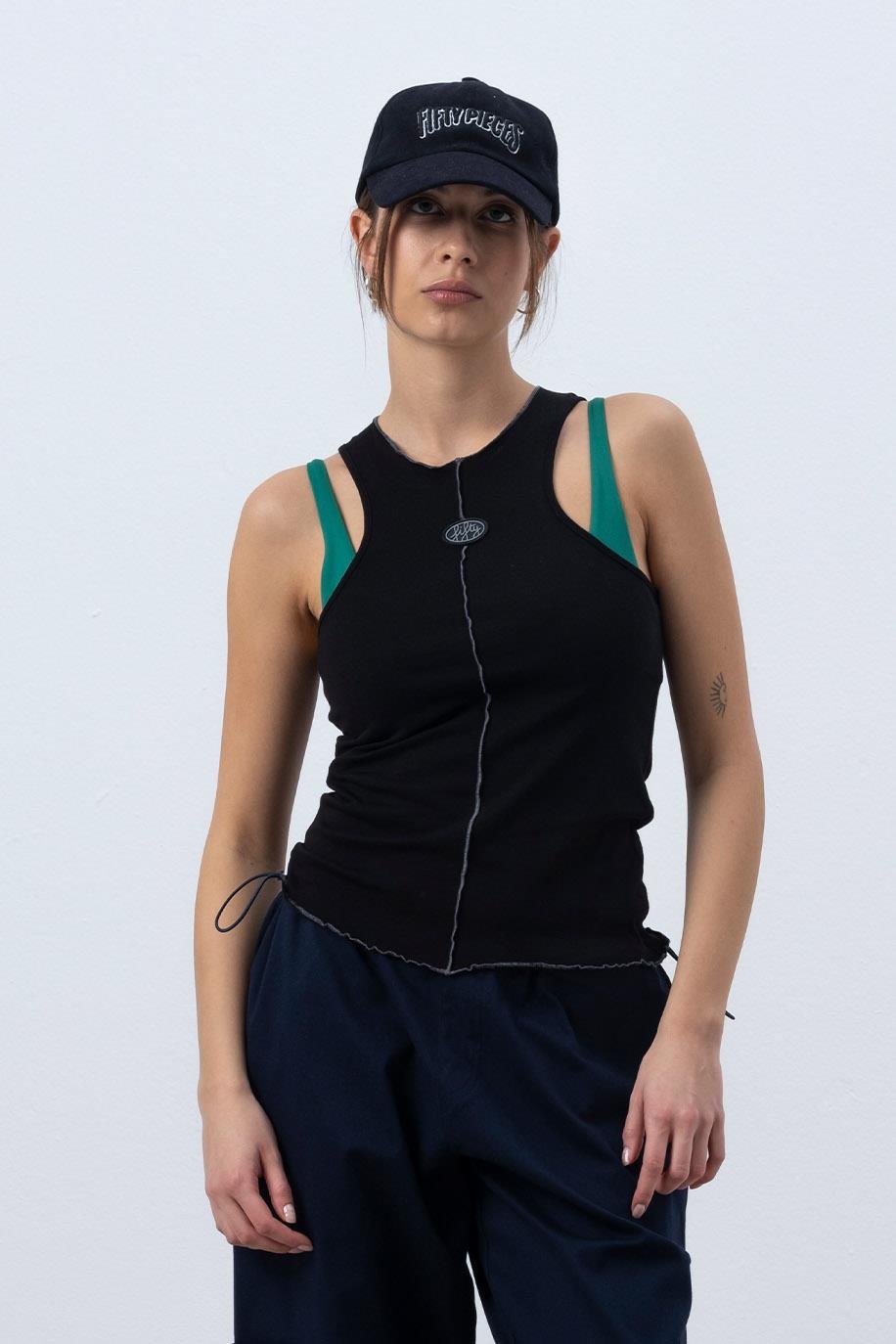 KADIN CORE KONTRAST DİKİŞLİ HALTER YAKA ATLET