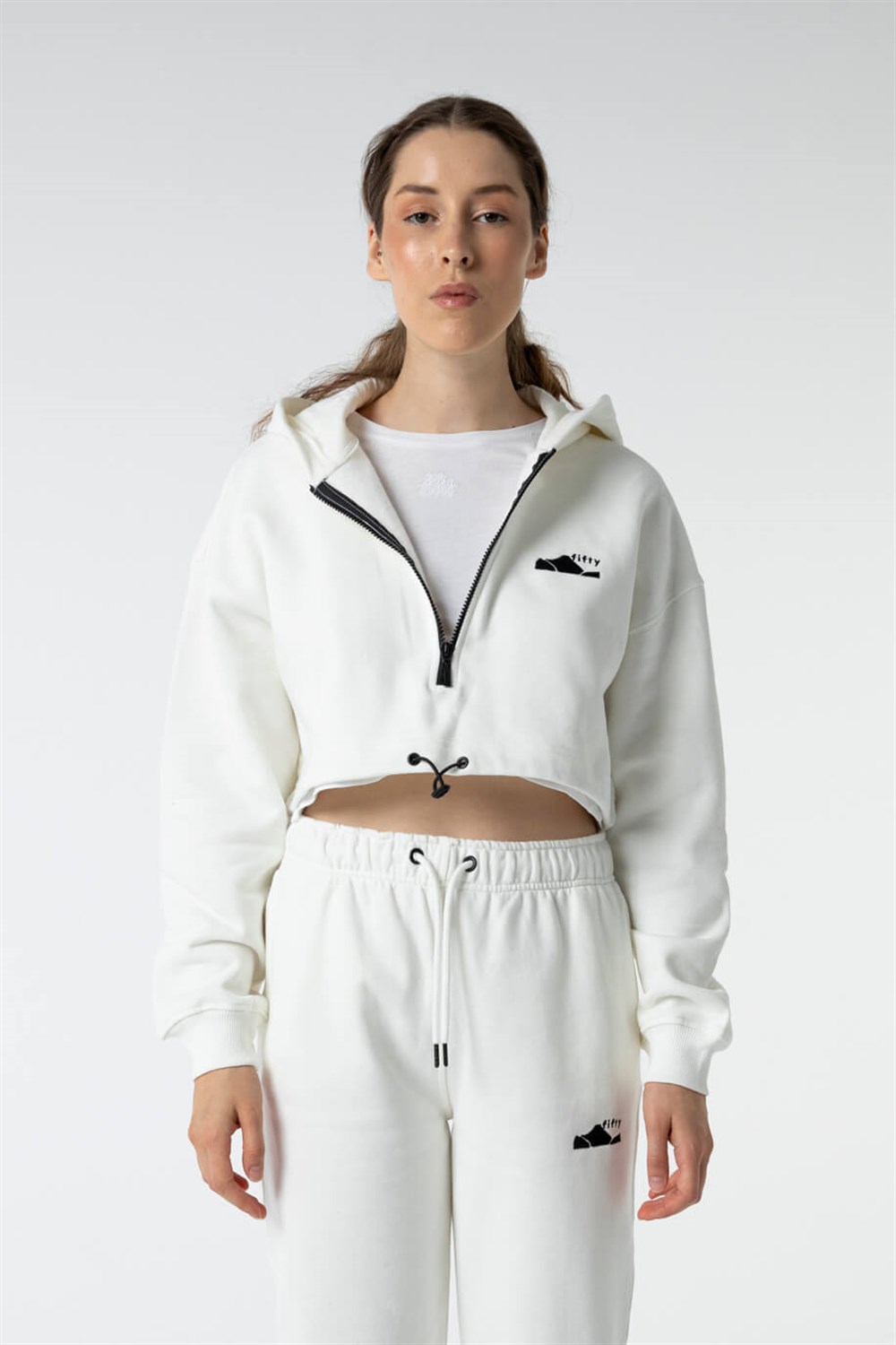 KADIN FERMUARLI CROP HOODIE