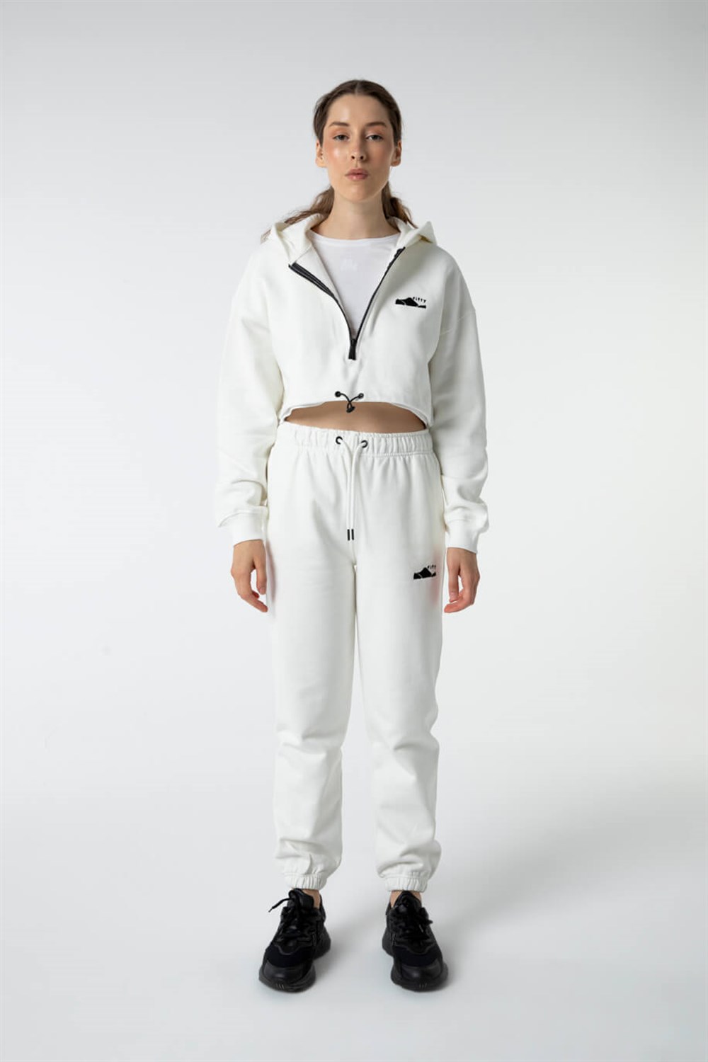 KADIN FERMUARLI CROP HOODIE