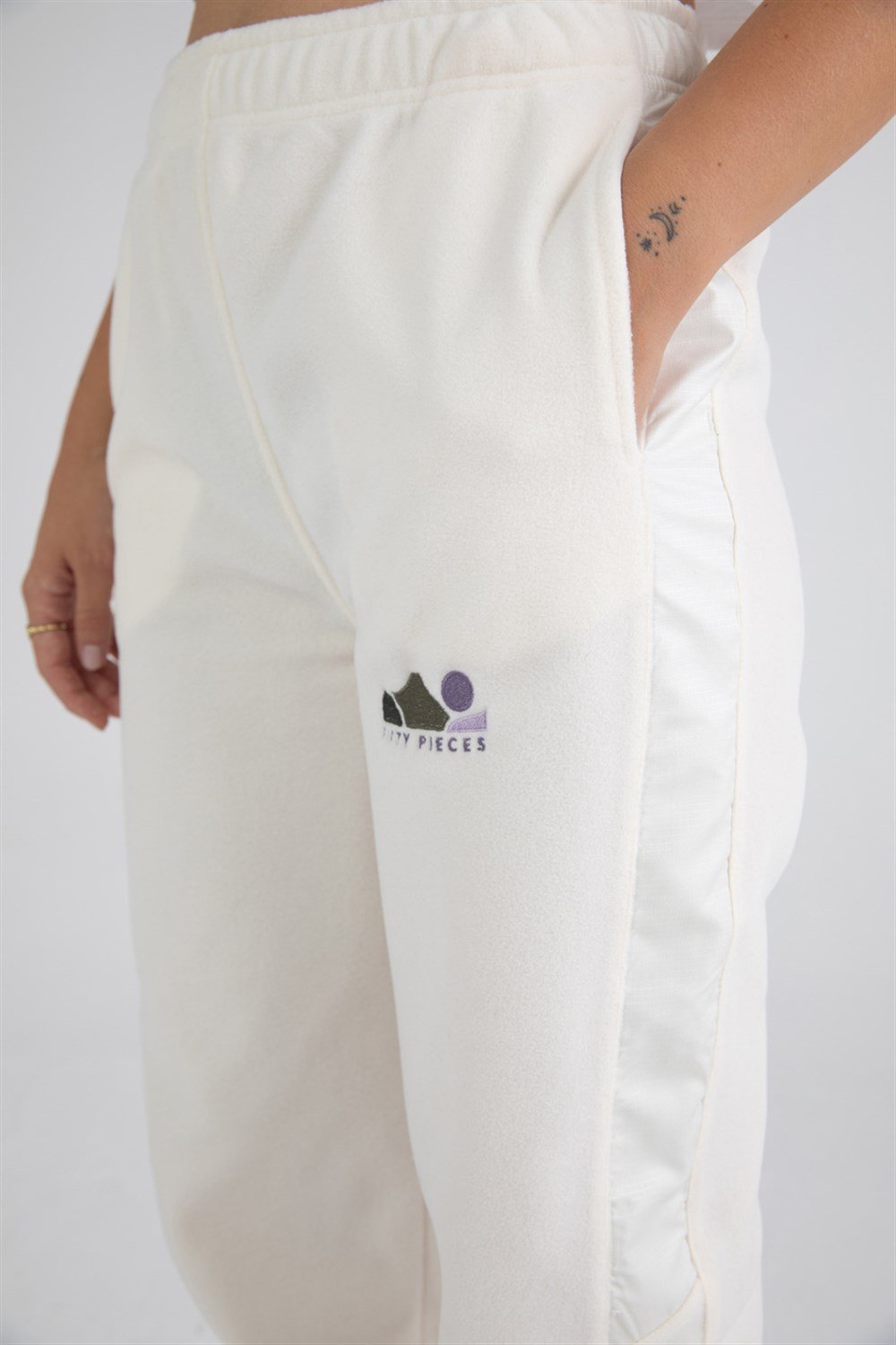 Kadın Ekru Polar Loose Fit Jogger