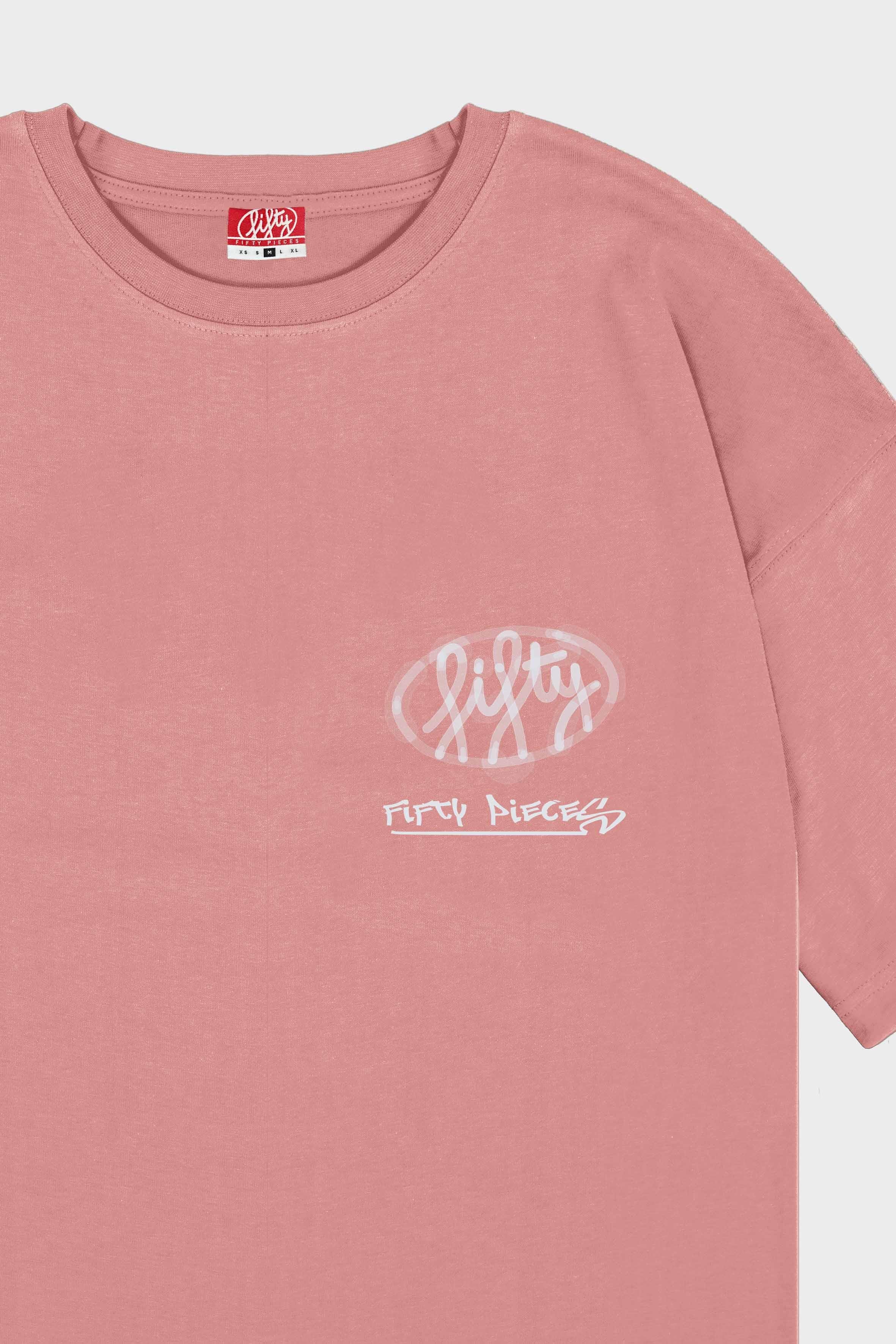 Kadın Gül Kurusu Oversize Asit Yıkamalı T-Shirt