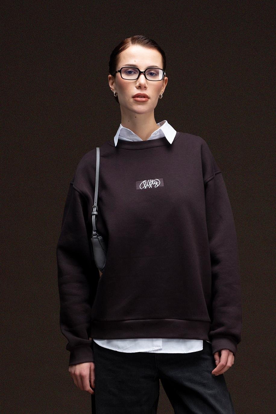 Kadın Kahverengi Oversize Sırt Baskılı Sweatshirt