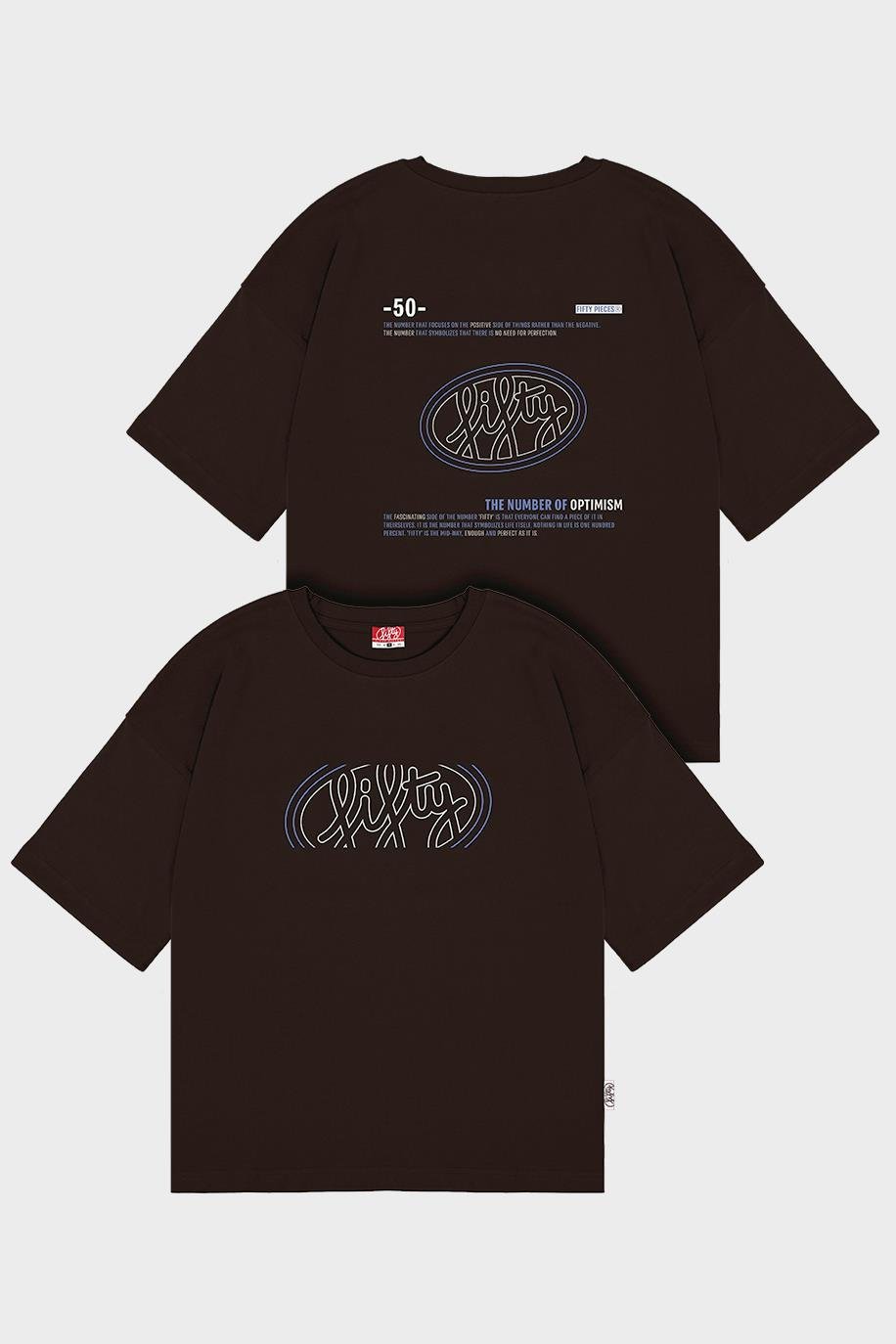 Kadın Kahverengi Oversize Sırt Baskılı T-Shirt